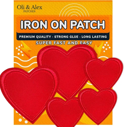 Miniatura 12 de Parches para planchar – Parche de corazón negro, 6 piezas, parche bordado para planchar de 2.2 x 1.8 pulgadas – 2.2 x 1.9 in – A-24