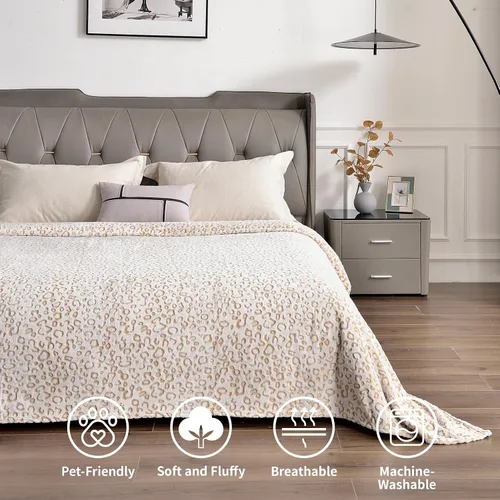 Miniatura 4 de PLEASANT BOULEVARD Manta de leopardo de forro polar, colcha de microfibra premium, ligera, cálida y acogedora, para sofá y cama