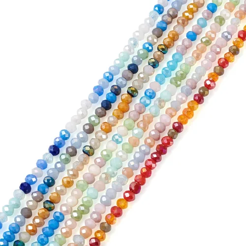 Miniatura 19 de Craftdady 100 cuentas de vidrio Rondelle facetadas de 0.315 a 0.315 pulgadas, cuentas de cristal transparente sueltas redondas espaciadoras