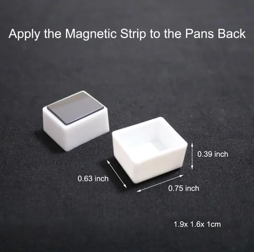 Miniatura 3 de Estuche de lata de paleta de acuarela con 40 piezas de sartenes vacías de plástico blanco para acuarela con cuadrados magnéticos de transporte