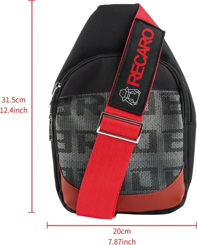 Miniatura 3 de BRIDE - Mochila cruzada de pecho RECARO con hombro rojo, Negro