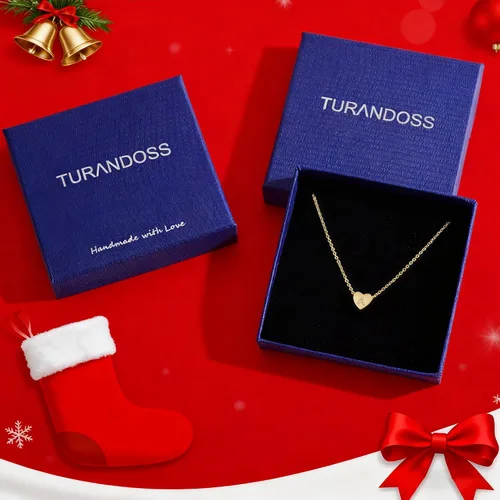 Miniatura 7 de Turandoss Collar con inicial de corazón para mujeres y niñas, delicado chapado en oro de 14 quilates, dije de corazón con letra A-Z, collar