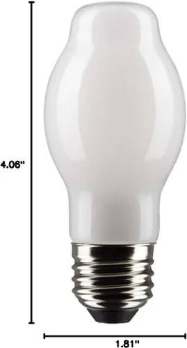 Miniatura 9 de Satco S21339 BT15 - Bombilla LED de filamento de 8 W, 120 V, acabado blanco, luz diurna de 5000 K, 800 lúmenes, base media E26, regulable, ubicación