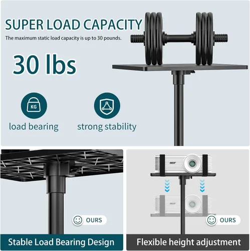 Miniatura 3 de GLEAM Trípode para proyector de 23 a 51 pulgadas, soporte de trípode para laptop con banda elástica, altura ajustable para oficina, hogar
