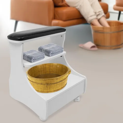 Miniatura 5 de Carrito de baño de pies para mesa de masaje de descanso de pies, carrito moderno para baño de pies, pedicura, reposapiés, taburete con ruedas