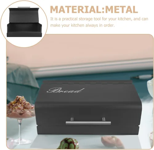 Miniatura 6 de Angoily Cubierta de contenedor de pan multifunción de metal para encimera de cocina, mantiene los productos horneados frescos durante más tiempo