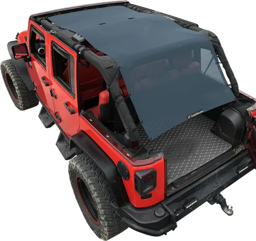 Miniatura 29 de Shadeidea JK - Parasol superior compatible con Jeep Wrangler JKU, cubierta de techo de malla suave (2007-2018) - Bloqueador de ruido de viento UV
