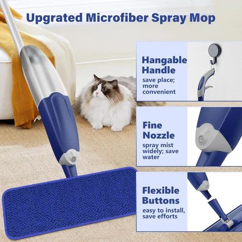Miniatura 3 de Trapeador de microfibra para limpieza de pisos: mopas de piso de madera dura en seco y húmedo con 3 almohadillas lavables para Swiffer Powermop