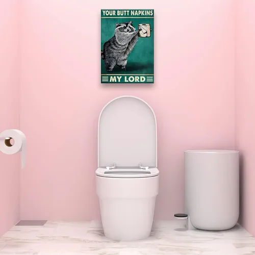 Miniatura 4 de Busmko Divertida decoración de baño con la servilleta de mi manteca de cerdo, mapache de animales, impresiones artísticas de pared, cuadros