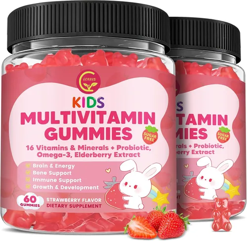 Miniatura 8 de Gomitas multivitamínicas metiladas para niños con Omega 3, multivitamínico para niños y adolescentes 4+ con L de metilfolato y B12, calcio