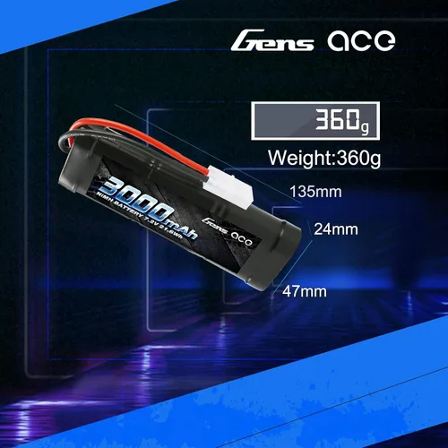 Miniatura 2 de Gens ace 7.2V 3000mAh NiMH Batería recargable de alta potencia baja autodescarga con Tamiya Plug para RC Cars Truggy Tank Electric RC Monster Truck