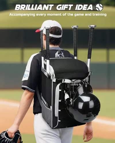 Miniatura 6 de Bolsa de equipo para receptores de béisbol y sóftbol para casco, protector de pecho, protectores de piernas, tacos, mochila grande de béisbol