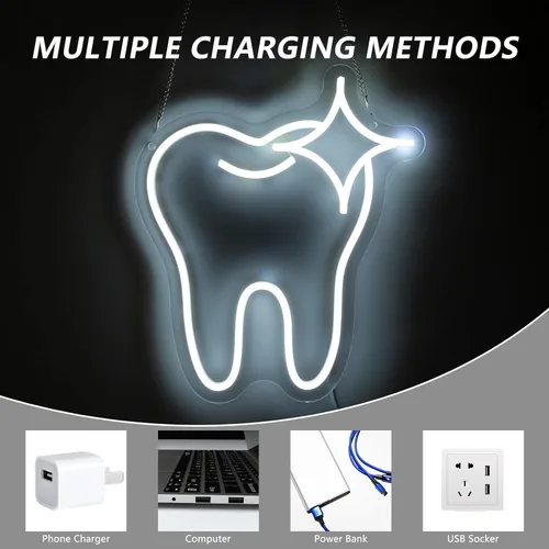 Miniatura 5 de Letrero de neón para decoración de dientes, luz de oficina dental, accesorios para dentistas, letreros LED regulables, letreros de neón sonríe, arte