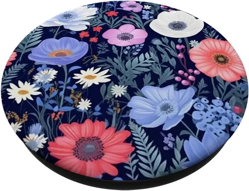 Miniatura 2 de Bonito diseño de flores con flores florales coloridas mixtas PopSockets Standard PopGrip