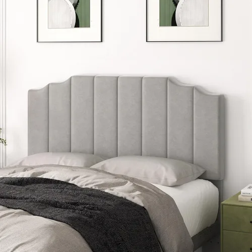 Miniatura 25 de Befurtori Cabecera Solo Tamaño King, Cabecera de Terciopelo Montada en Pared King para Cama Ajustable Cabecera Moderna Tapizada Fácil Montaje, Gris