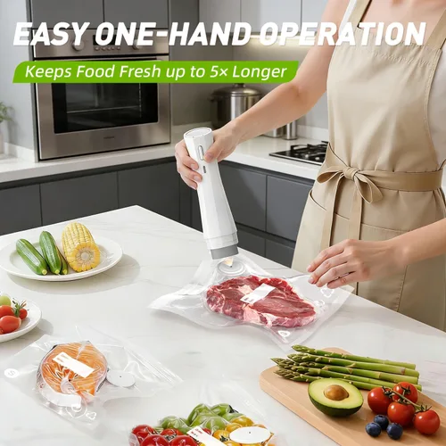 Miniatura 2 de Sellador al vacío de mano para almacenamiento de alimentos: máquina de sellado al vacío portátil con 30 bolsas de vacío - Sellador de alimentos