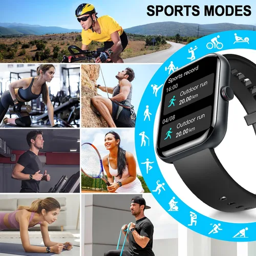 Miniatura 4 de Reloj inteligente para hombres y mujeres, rastreador de actividad física de 1.91 pulgadas con respuesta/hacer llamadas, IP68 impermeable, más de 110