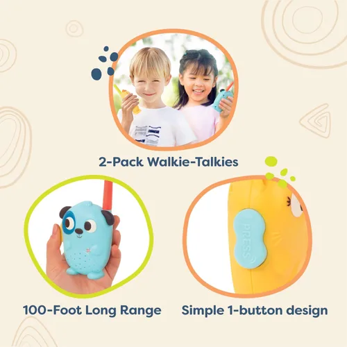 Miniatura 3 de B. toys – Lolo & Woofer Walkie – Talkies – paquete de 2 Walkie Talkies – Largo alcance de 100 pies – Juguetes para niños pequeños, niños – 3+ años