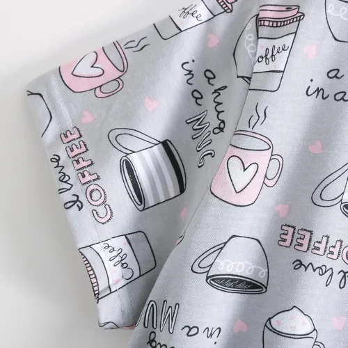 Miniatura 5 de PNAEONG - Camisón de algodón para mujer, de manga corta y con estampado, ropa de dormir informal