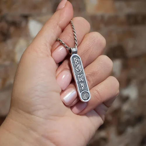 Miniatura 22 de Viking Rune Formula Pendant Necklace for Men Women - 925 Sterling Silver - Norse Nordic Celtic Jewelry - Runes Protection Amulet - Matching