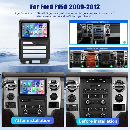 Miniatura 2 de 4+64G Android 15 Estéreo de coche para Ford F150 2009-2012 con Carplay inalámbrico Android Auto, 9 pulgadas 1280 * 720P IPS pantalla táctil