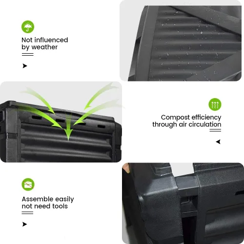 Miniatura 3 de Contenedor de compostaje estático de gran capacidad de 80 galones (300 litros), compostador de residuos verde bosque para exteriores con escotilla