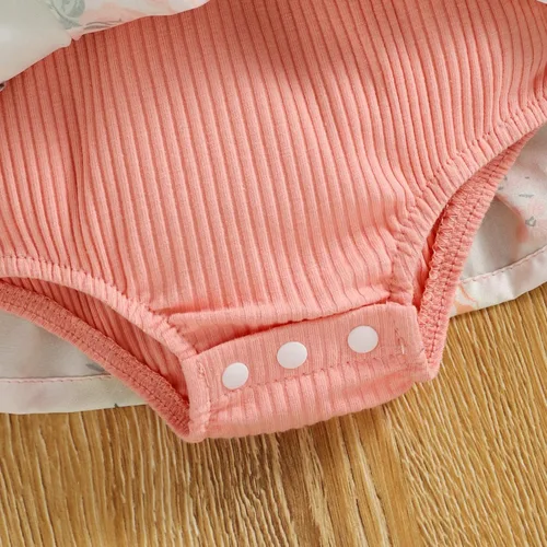 Miniatura 6 de Bowanadacles Traje de verano para bebé recién nacido, ropa floral de manga corta con volantes y diadema