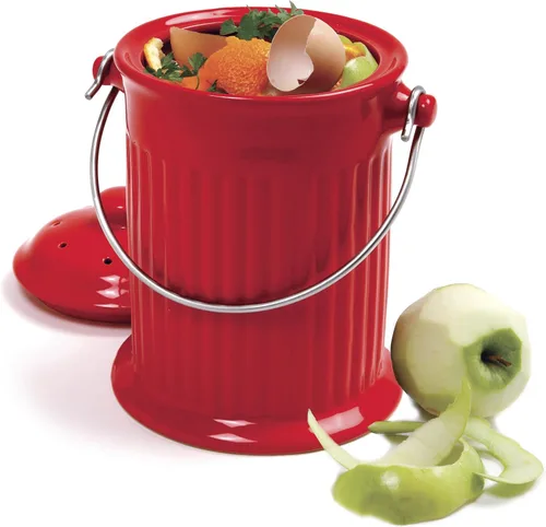 Miniatura 4 de Norpro Contenedor de compost de cerámica de 1 galón, rojo