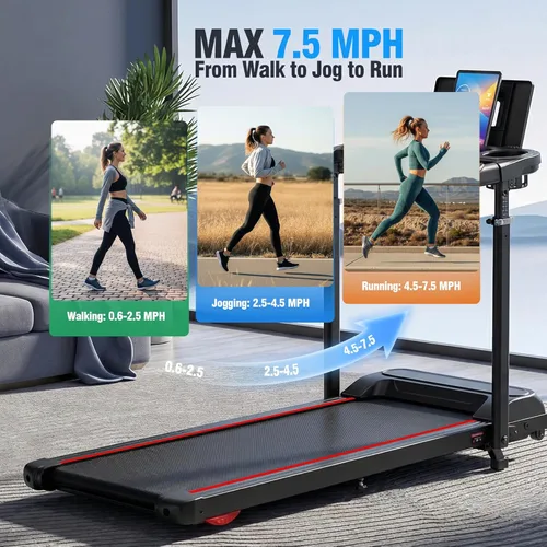 Miniatura 6 de ANCHEER - Cinta de correr con inclinación del 15% y tapete para caminar con estación de trabajo y escritorio ajustable, portátil para el hogar