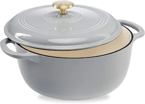 Miniatura 16 de Best Choice Products - Horno holandés redondo de hierro fundido esmaltado de 6 cuartos de galón, utensilios de cocina pretratados de alta