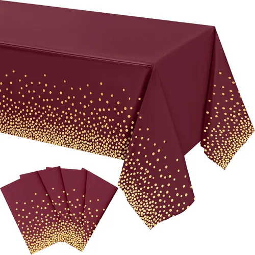 Miniatura 11 de Tegeme Paquete de 4 manteles de plástico verde y dorado para fiestas, manteles desechables de graduación, Ramadán Mubarak, decoración con lunares