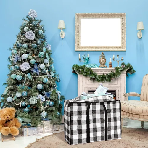 Miniatura 7 de 2 bolsas de almacenamiento de adornos de Navidad, bolsas de almacenamiento para árbol de Navidad, bolsa de adornos de 27 x 20 pulgadas con Negro