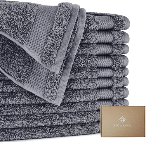 Miniatura 5 de BIOWEAVES 100% Algodón Orgánico 700 GSM Suave Juego de Toallas Premium de 6 Piezas Certificado GOTS, 2 Toallas de Baño, 2 Toallas de Mano y 2 Paños