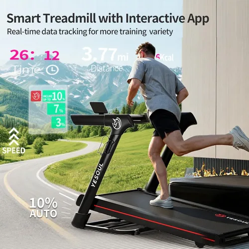 Miniatura 2 de YESOUL Cinta de correr 10% inclinada con asa, 3 en 1 portátil para el hogar y la oficina, cintas de correr plegables con capacidad de peso de 300