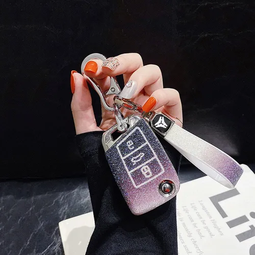 Miniatura 3 de SANRILY Funda para llavero Audi A1 Sportback con llavero color negro degradado compatible con Volkswagen VW Jetta Polo Tiguan Beetle Golf 7/GTI/MK6