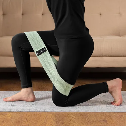 Miniatura 7 de Paquete de 3 bandas de resistencia de tela para piernas y glúteos, bandas de ejercicio para entrenamiento de fuerza, yoga, pilates y fitness, bolsa