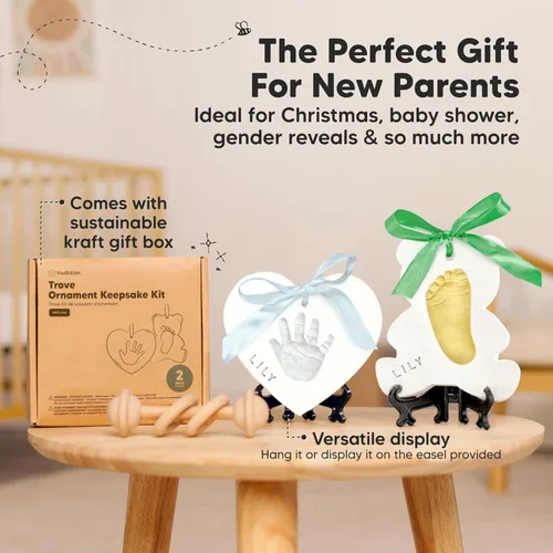 Miniatura 5 de Kit de huellas de mano y pie para bebé - Adorno personalizado para la primera Navidad del bebé, adorno de recuerdo de huella de recién nacido, kit
