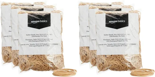 Miniatura 10 de Amazon Basics Bandas de goma, suministros de oficina, tamaño 33 (3-1/2 x 1/8 pulgadas), elásticas, 600 bandas/paquete de 1 libra, paquete de 3