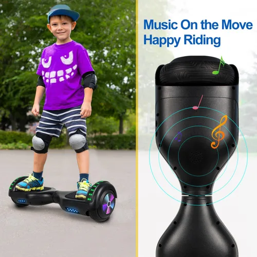 Miniatura 2 de FLYING-ANT Patinete autoequilibrante de 16.51 cm con altavoz y luces LED rojas a02-Negro