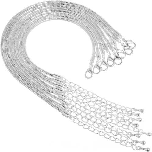 Miniatura 8 de RUBYCA Pulsera de encanto europea de color plateado cadena de serpiente cierre de langosta fabricación de joyas 6.3 pulgadas 5pcs
