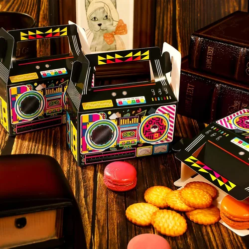 Miniatura 4 de Zonon 24 Piezas Cajas de Favores de Fiesta de los 80s Cajas Boom Novedosas de los 90s Decoración de Fiesta Regalo Dulces Golosinas para Centros