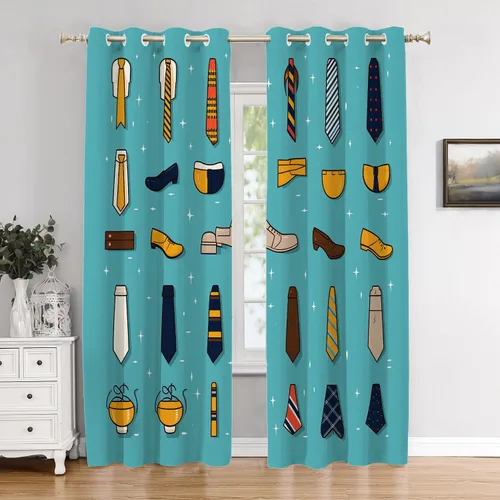 Miniatura 116 de Cortinas opacas de poliéster multicapa para cafetería, con diseño de diamantes, 2 unidades, 26 x 24 pulgadas