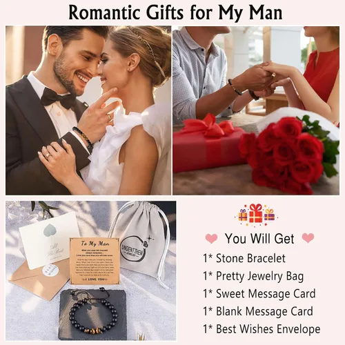 Miniatura 6 de UNGENT THEM Pulsera de piedra natural para hombres, adolescentes, aniversario, graduación, cumpleaños, día del padre, regalo de Navidad para hijo