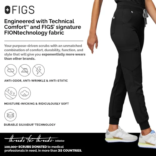 Miniatura 3 de FIGS Zamora - Pantalones quirúrgicos de cintura alta para mujer, ajuste delgado, 6 bolsillos, cintura alta, pantalones de yoga para mujer
