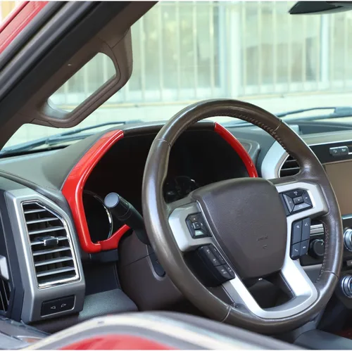 Miniatura 5 de Voodonala Moldura roja para tablero de instrumentos para Ford F150 F250 F350 Super Duty 2015, 2016, 2017, 2018, 2019, 2020 (rojo, 3 piezas)