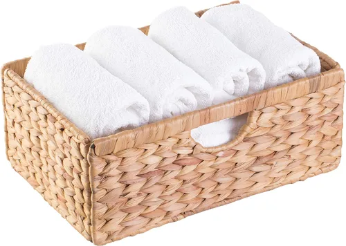 Miniatura 7 de Cubo de almacenamiento plegable de jacinto de agua natural, mediano