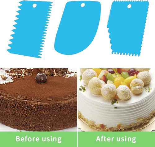 Miniatura 5 de Raspador de pasteles, juego de raspador más suave para pasteles, raspador de masa, herramienta pulidora de raspador de glaseado, peine de decoración