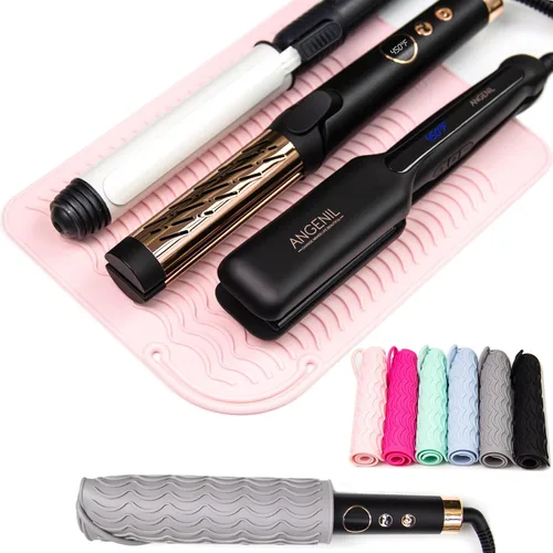 Miniatura 12 de ANGENIL Plancha plana de viaje para alisar el cabello, alfombrilla de calor grande para rizador, alfombrilla de silicona resistente al calor