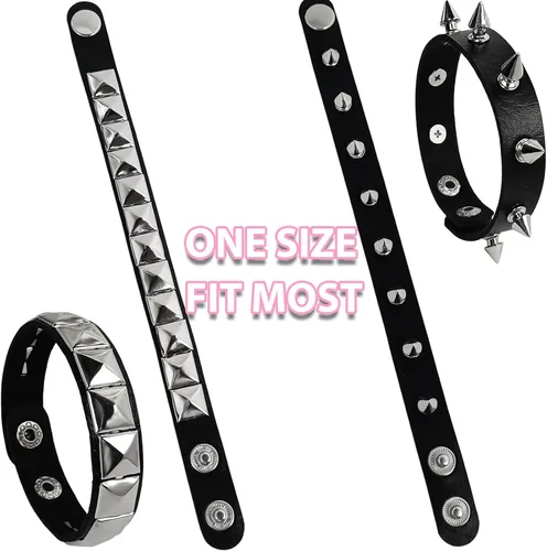 Miniatura 3 de 4 pulseras punk, pulseras de cuero Fanux, pulsera gótica, pulsera gótica, para Halloween, 4