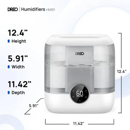 Miniatura 8 de Dreo Humidificadores de Llenado Superior de 6L para Dormitorio, 60H de Funcionamiento 28 dB Silenciosos Humidificadores de Aire de Vapor Frío de Gris